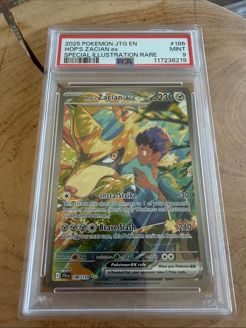 PSA 9 Hop’s Zacian EX 186 from Journey Together